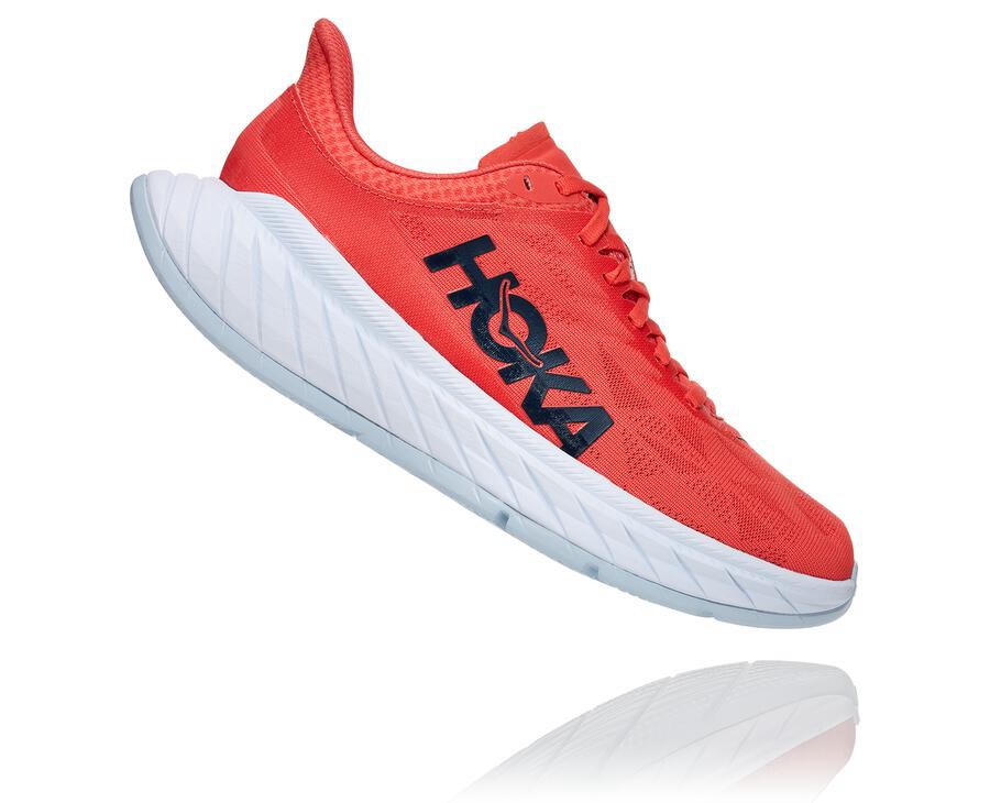 Hoka One One Running Shoes Womens Red/White - Carbon X 2 - 61840FTIG